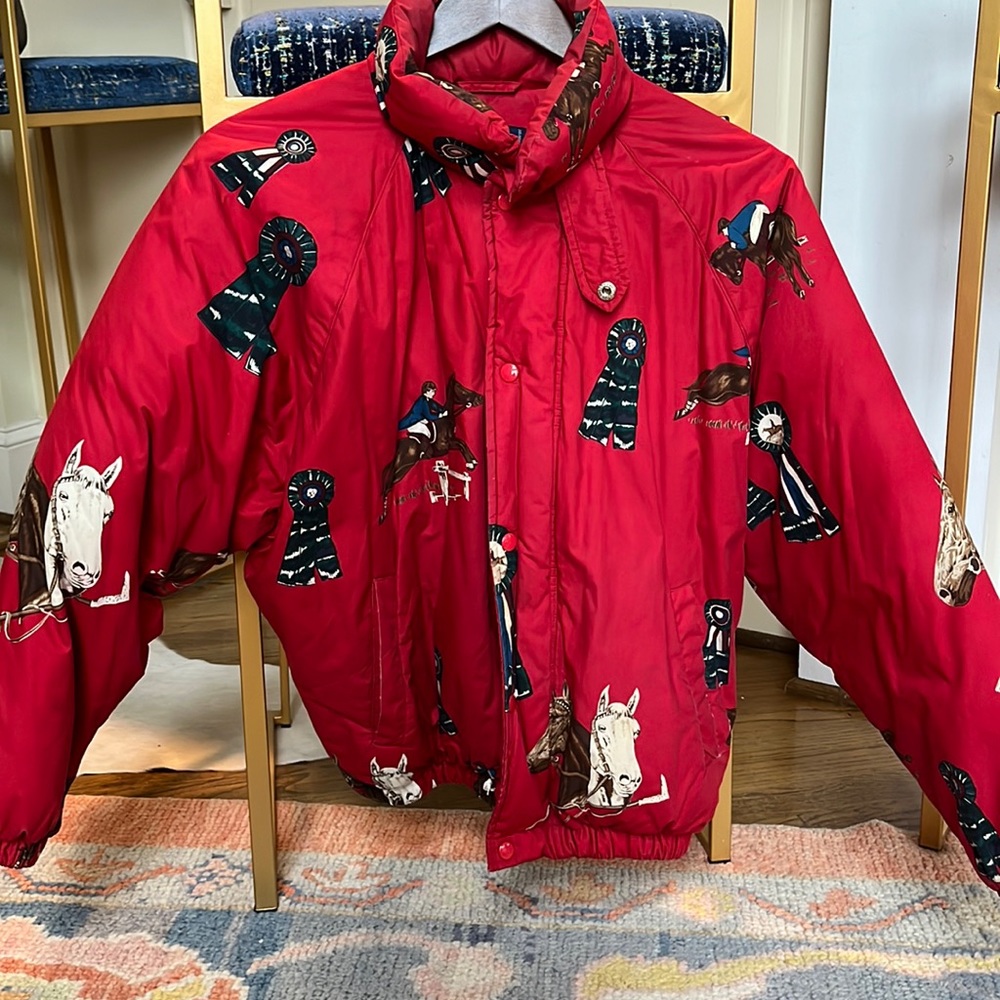 Ralph Lauren Red Equestrian Down Puffer Jacket-Vintage